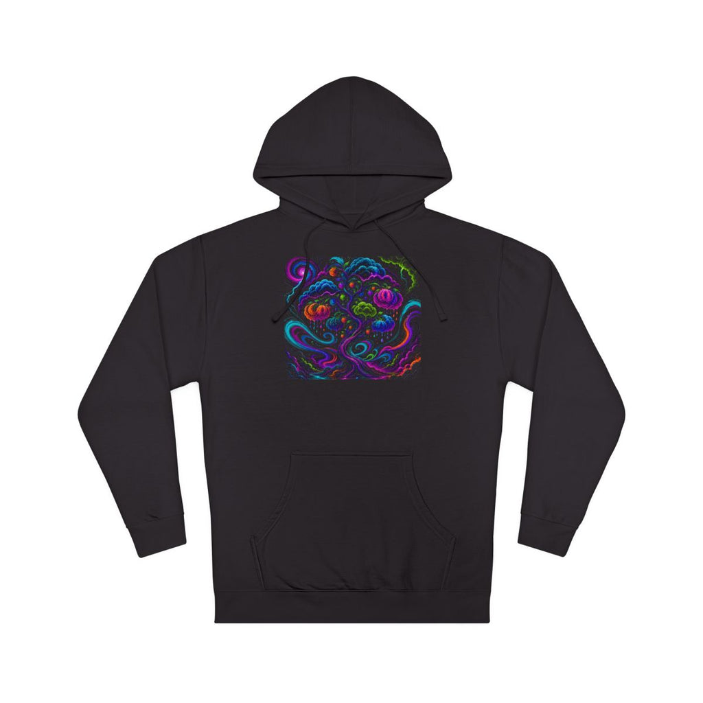 Neon Weather Orchard KOSVYRE hoodie product mockup, front view