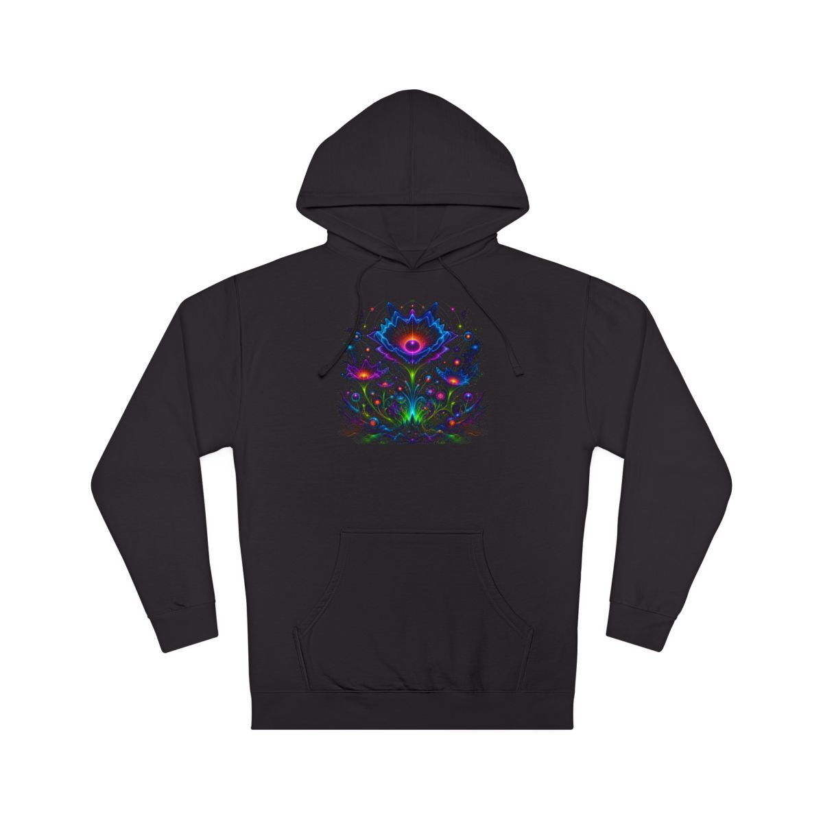 Night Bloom Frequency KOSVYRE hoodie product mockup, front view