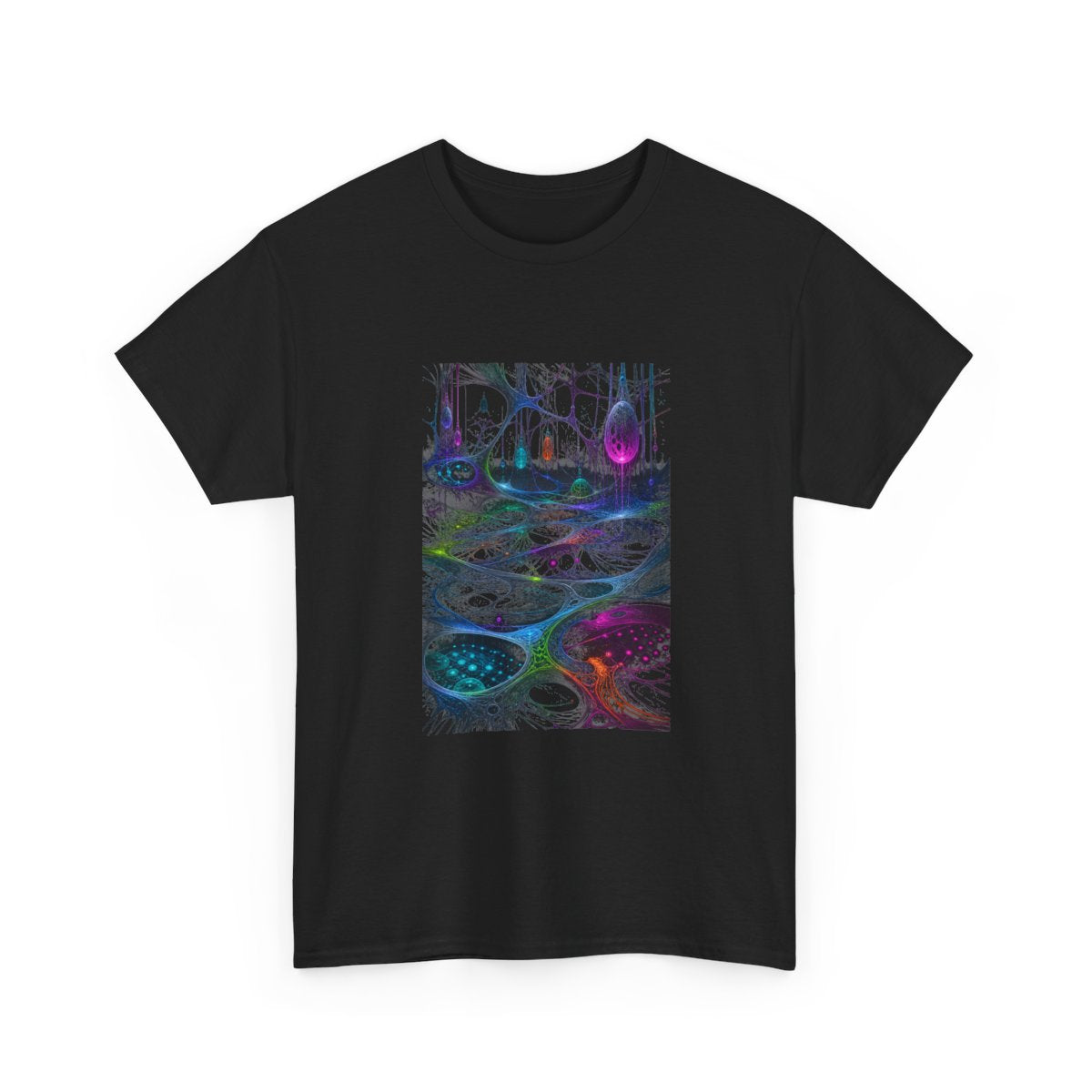Night Circuit Meadow KOSVYRE graphic tee product mockup, alternate front view