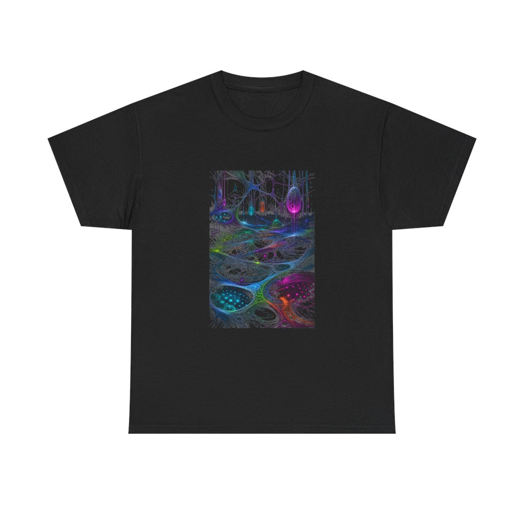 Night Circuit Meadow KOSVYRE graphic tee product mockup, front view