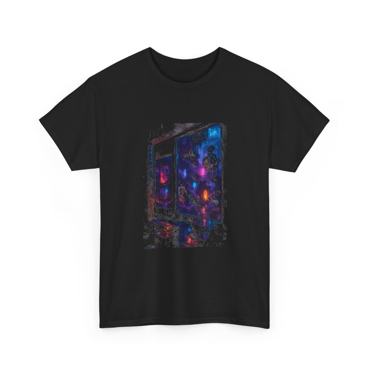 Night Window Machinery KOSVYRE graphic tee product mockup, alternate front view