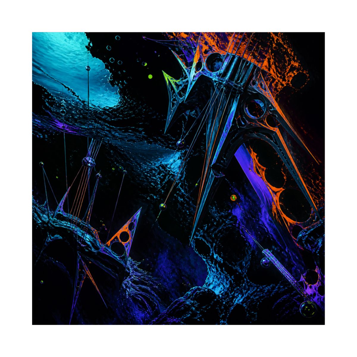 Obsidian Tide Instrument KOSVYRE art print product mockup, front view