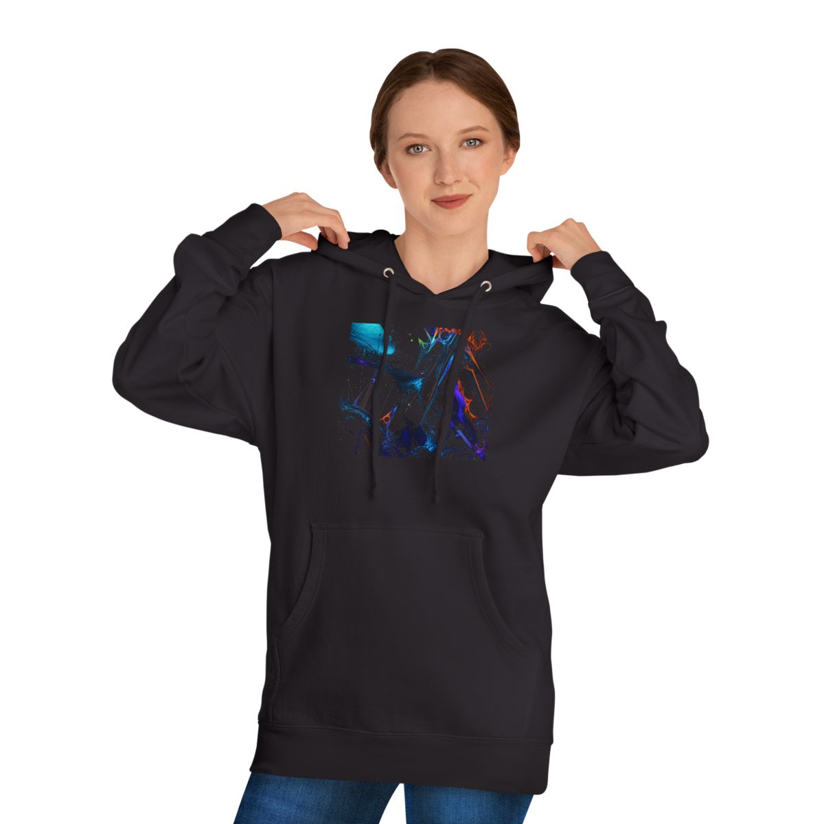 Obsidian Tide Instrument KOSVYRE hoodie product mockup, person 1 front view