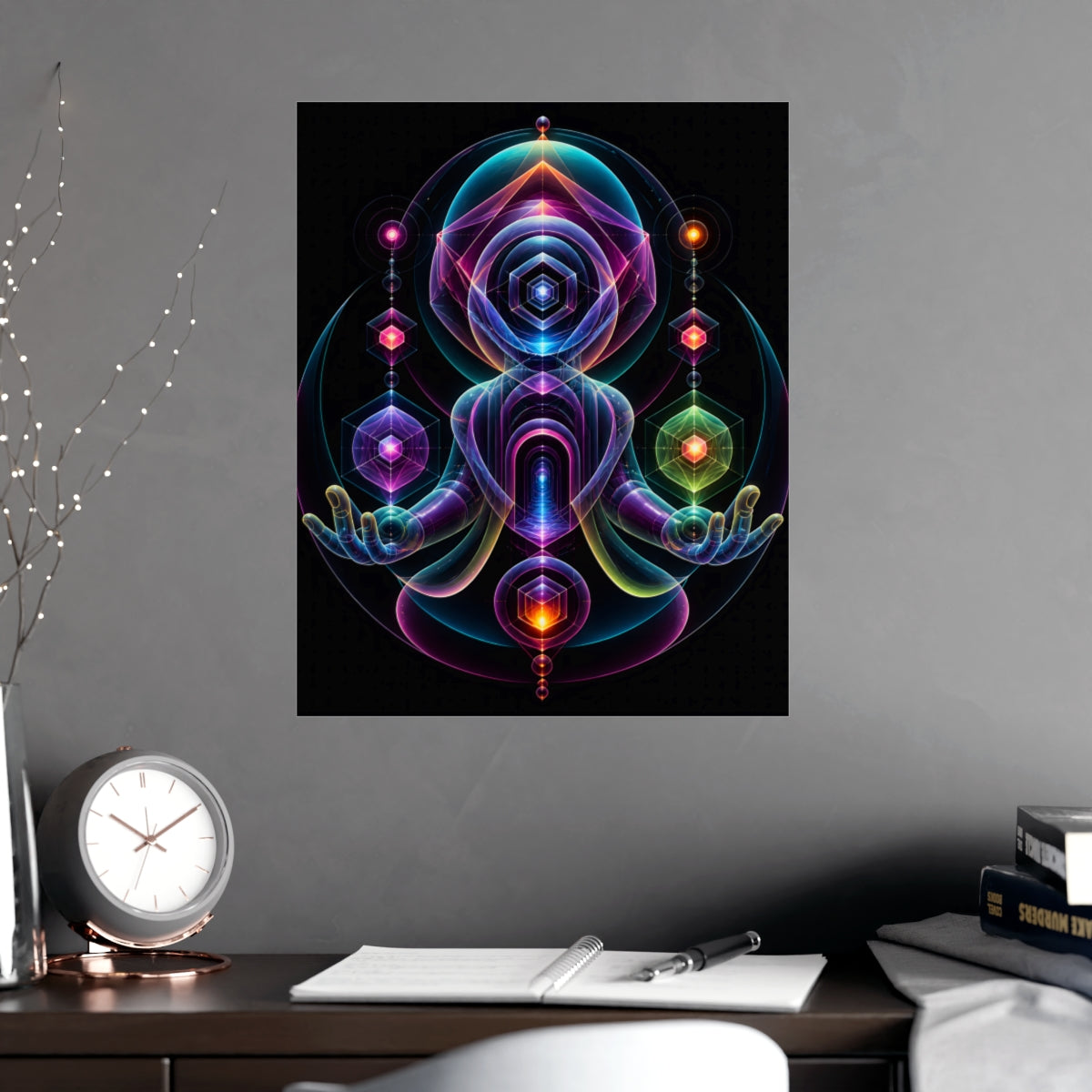 Oracle of Soft Geometry KOSVYRE poster product mockup, alternate view