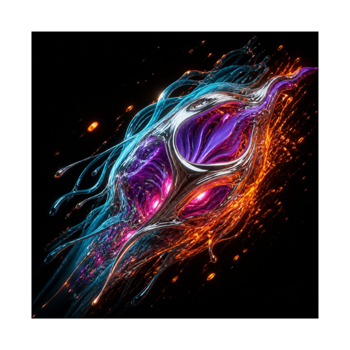 Orange Drift Organism KOSVYRE art print product mockup, front view