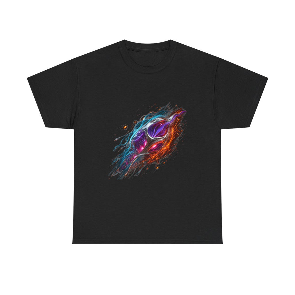 Orange Drift Organism KOSVYRE graphic tee product mockup, front view