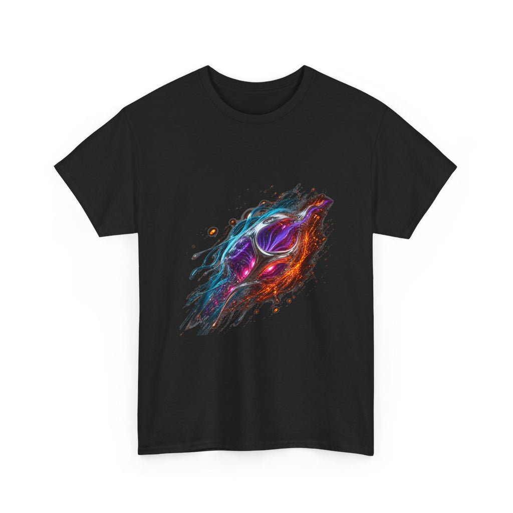 Orange Drift Organism KOSVYRE graphic tee product mockup, alternate front view