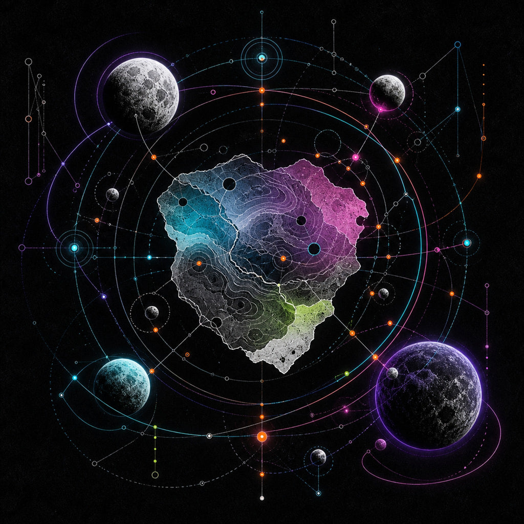 Close-up of the original KOSVYRE artwork Orbiting Atlas
