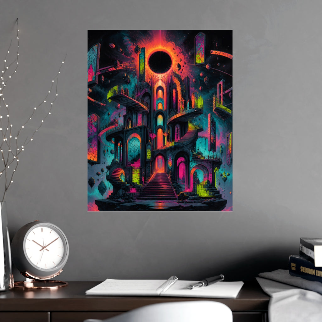 Orbiting Cathedral KOSVYRE poster product mockup, alternate view