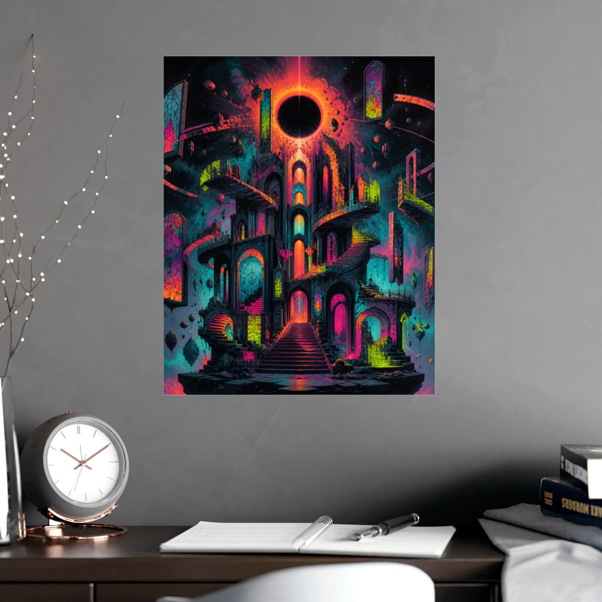 Orbiting Cathedral KOSVYRE poster product mockup, alternate view