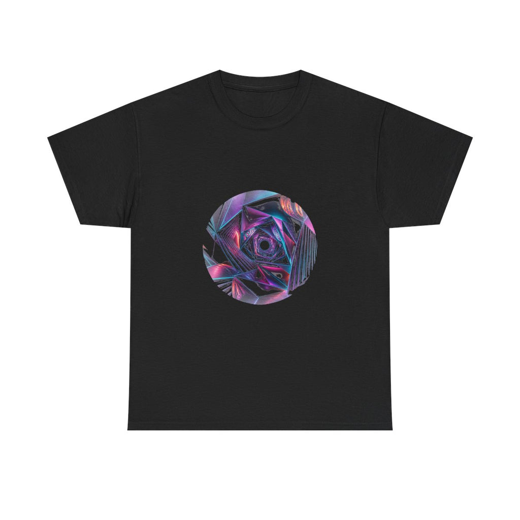 Orbiting Fold Cathedral KOSVYRE graphic tee product mockup, front view