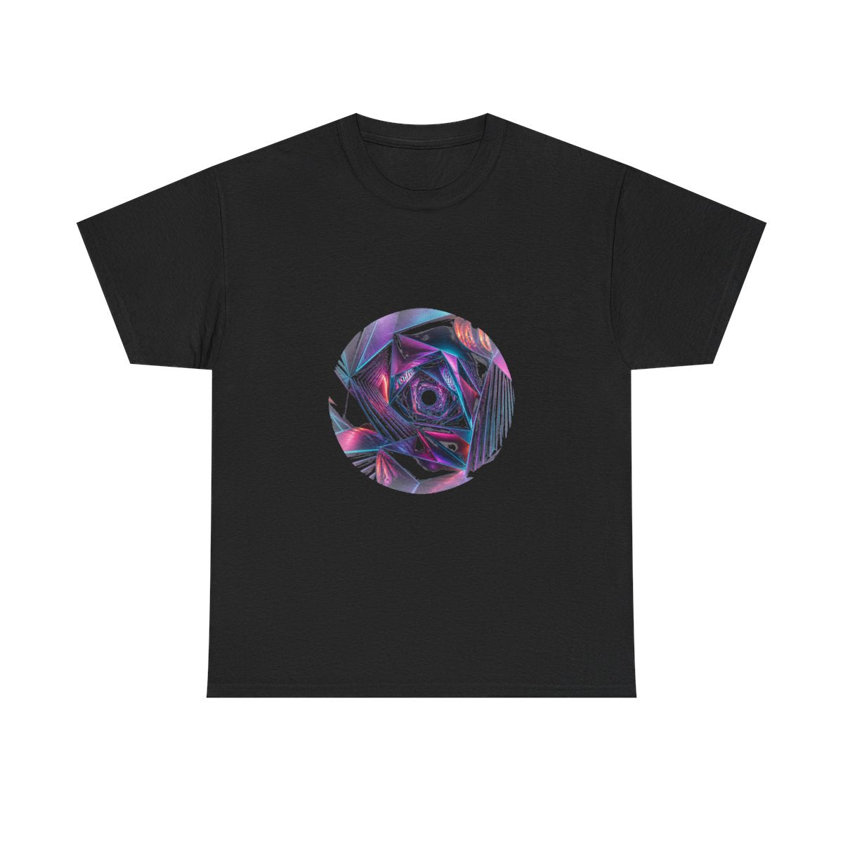 Orbiting Fold Cathedral KOSVYRE graphic tee product mockup, front view