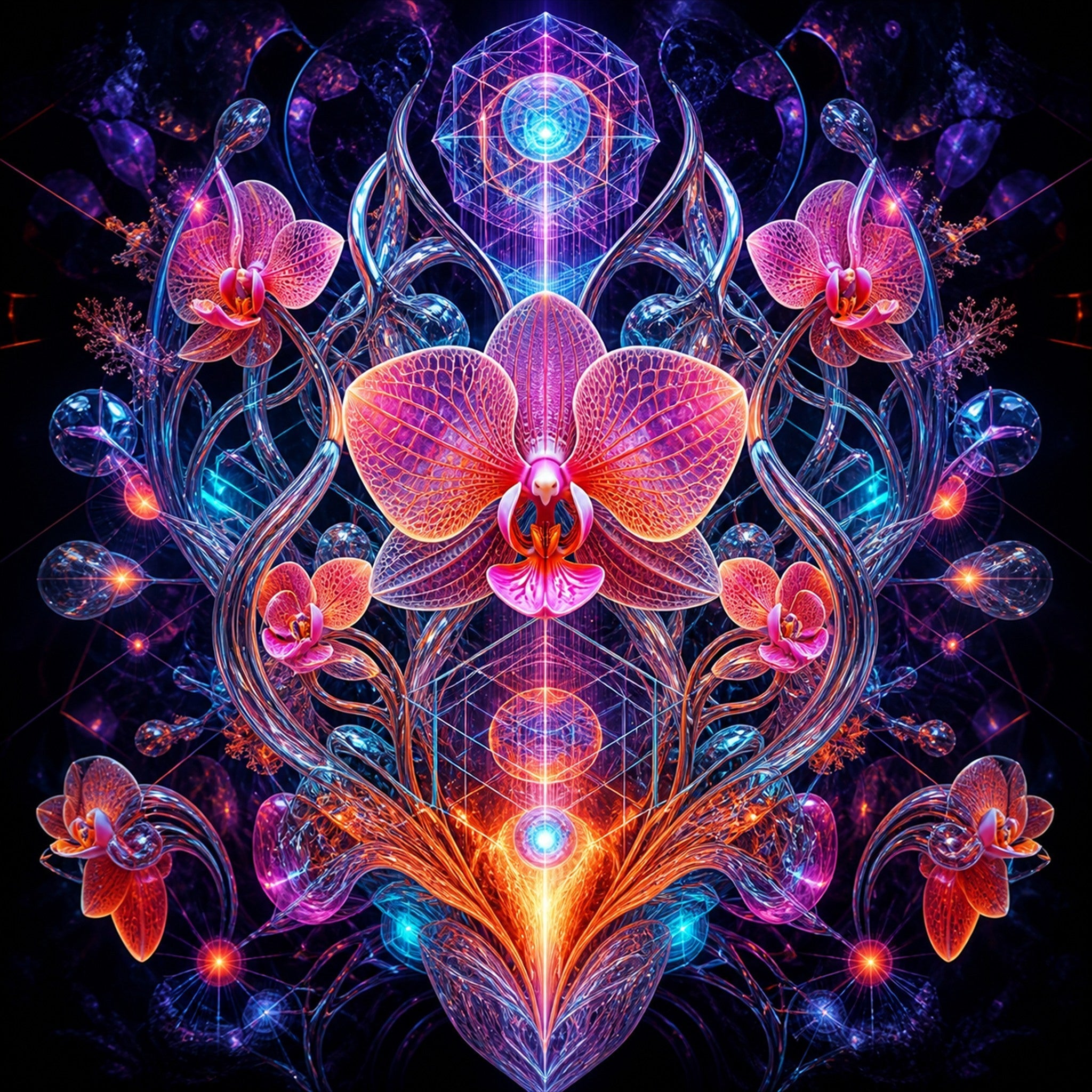 Close-up of the original KOSVYRE artwork Orchid Signal Array