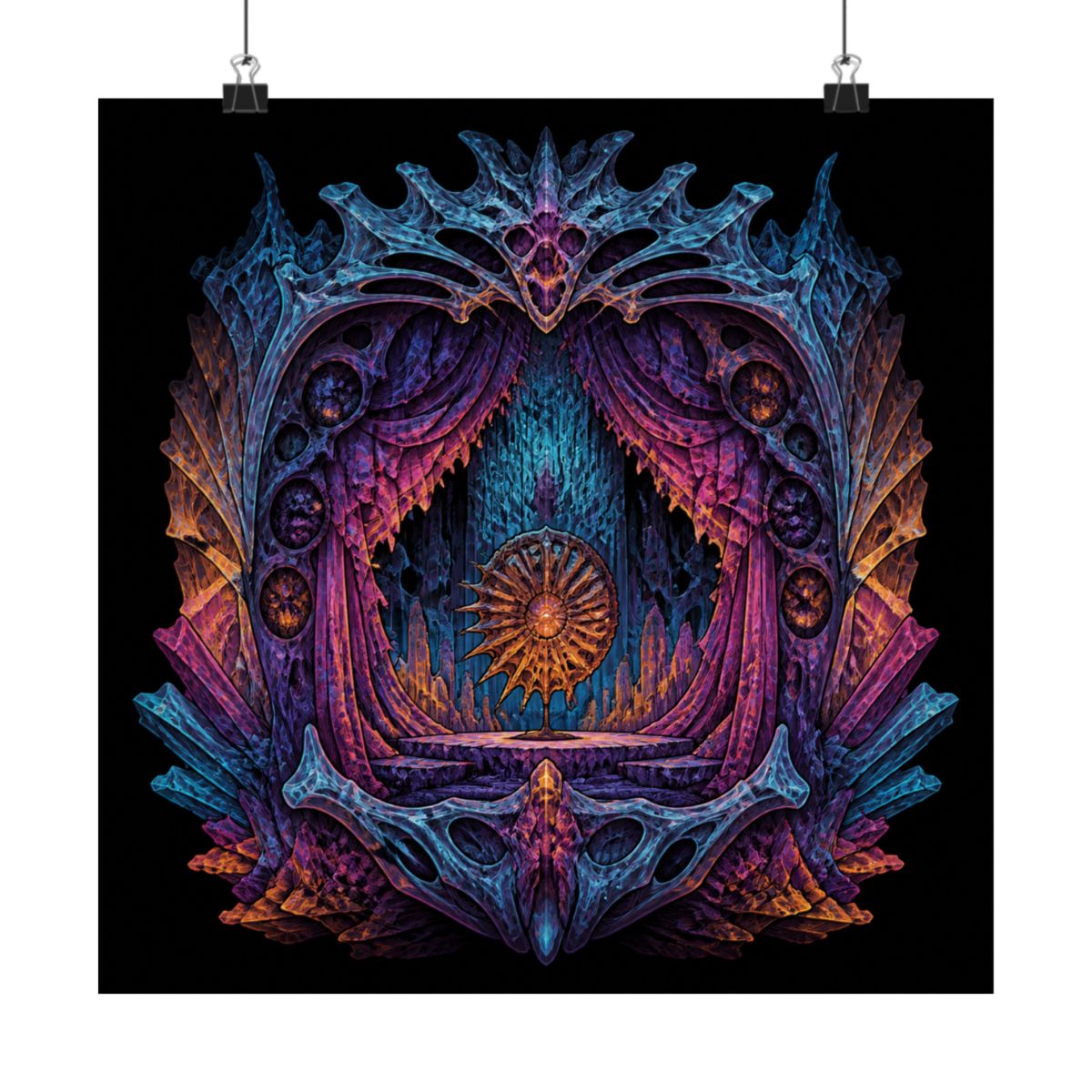 Parallax Fossil Theater KOSVYRE art print product mockup, alternate front view