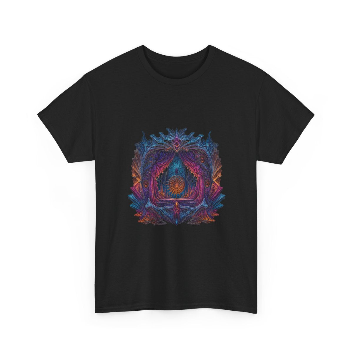 Parallax Fossil Theater KOSVYRE graphic tee product mockup, alternate front view