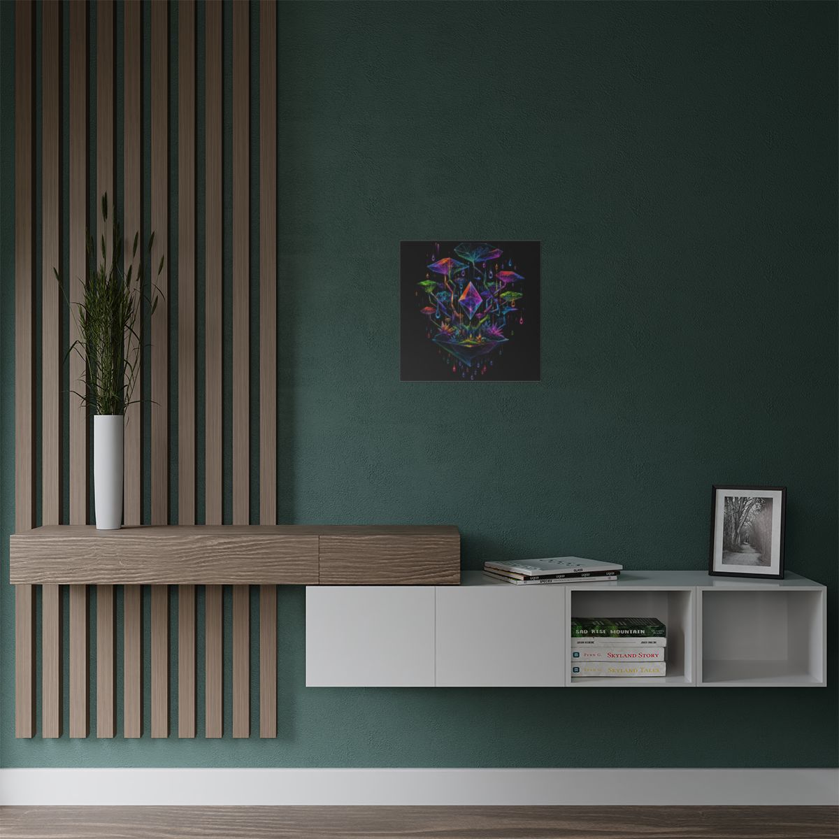 Polyhedral Rain Garden KOSVYRE art print product mockup, alternate view