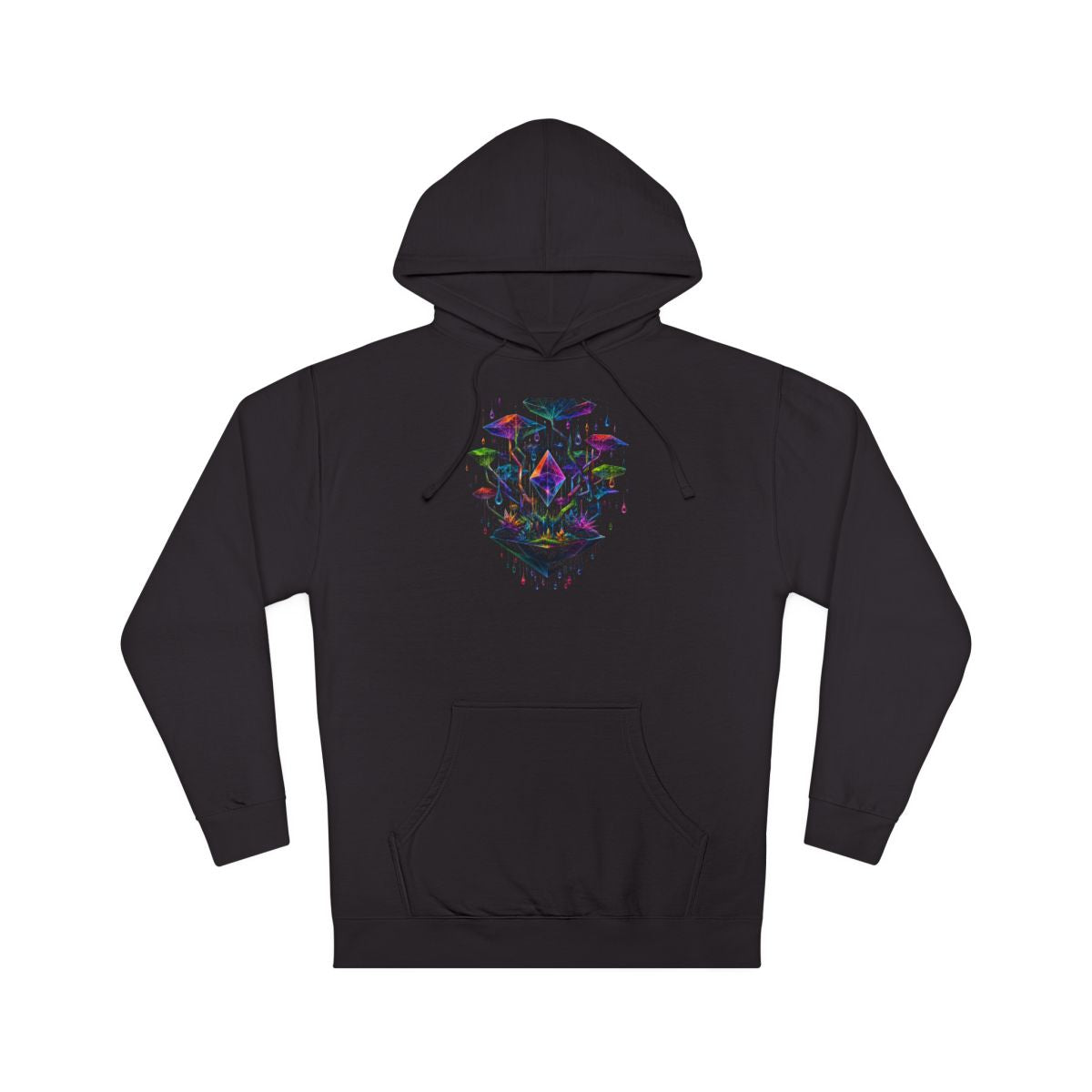 Polyhedral Rain Garden KOSVYRE hoodie product mockup, front view