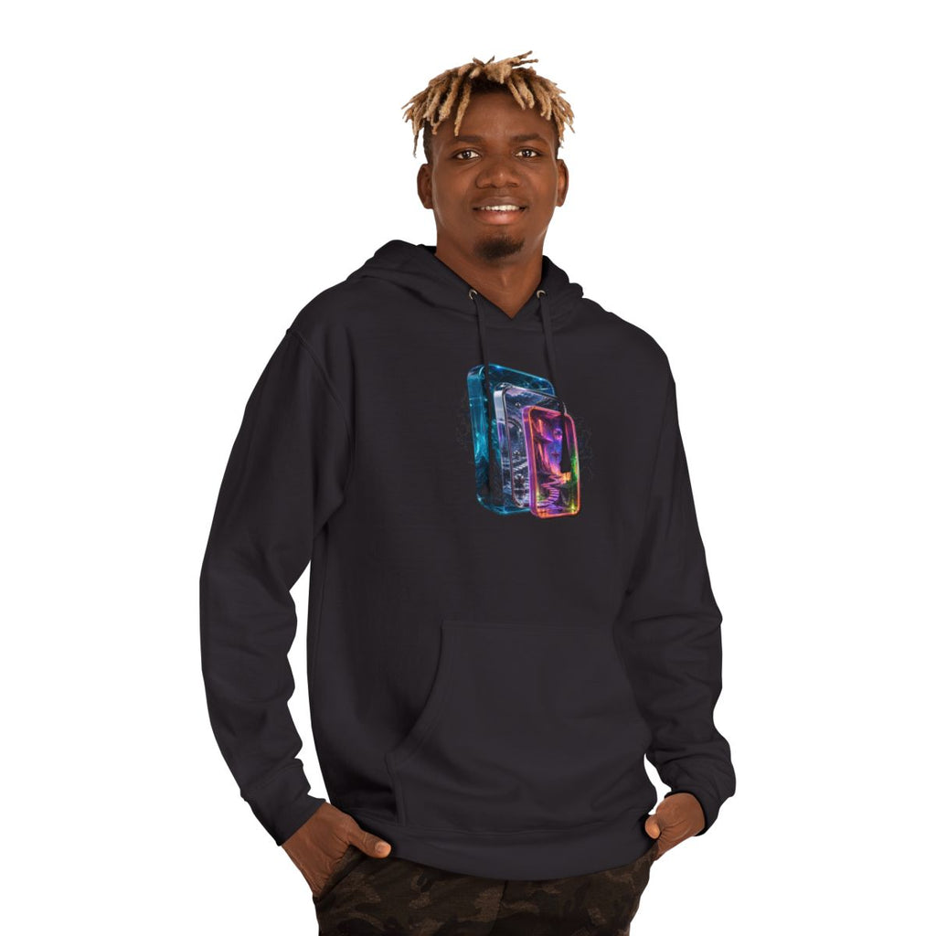 Portal Within Portal KOSVYRE hoodie product mockup, lifestyle view