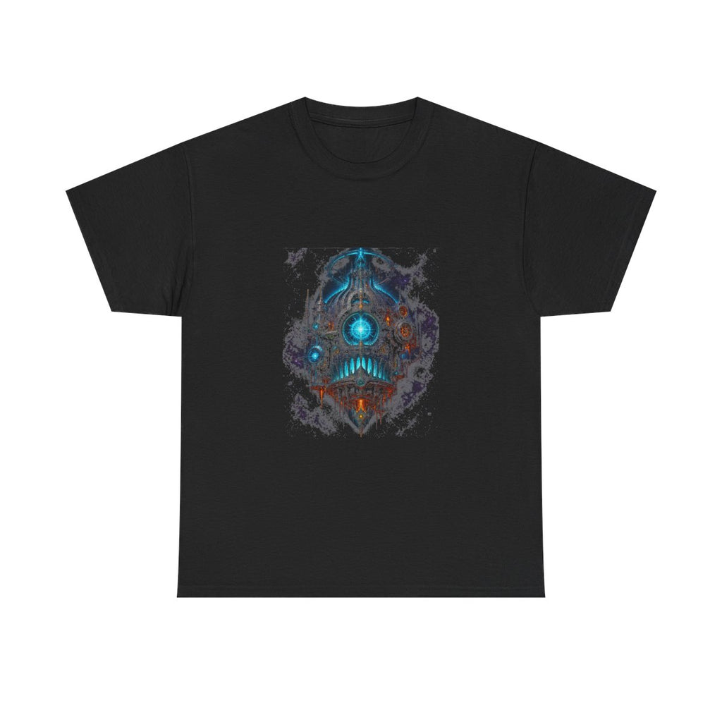 Pressure Cathedral KOSVYRE graphic tee product mockup, front view