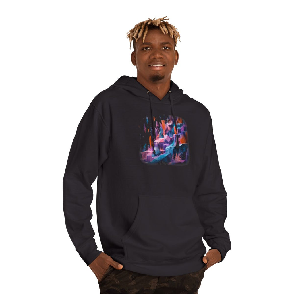 Prism Quarry Choir KOSVYRE hoodie product mockup, person 2 front view