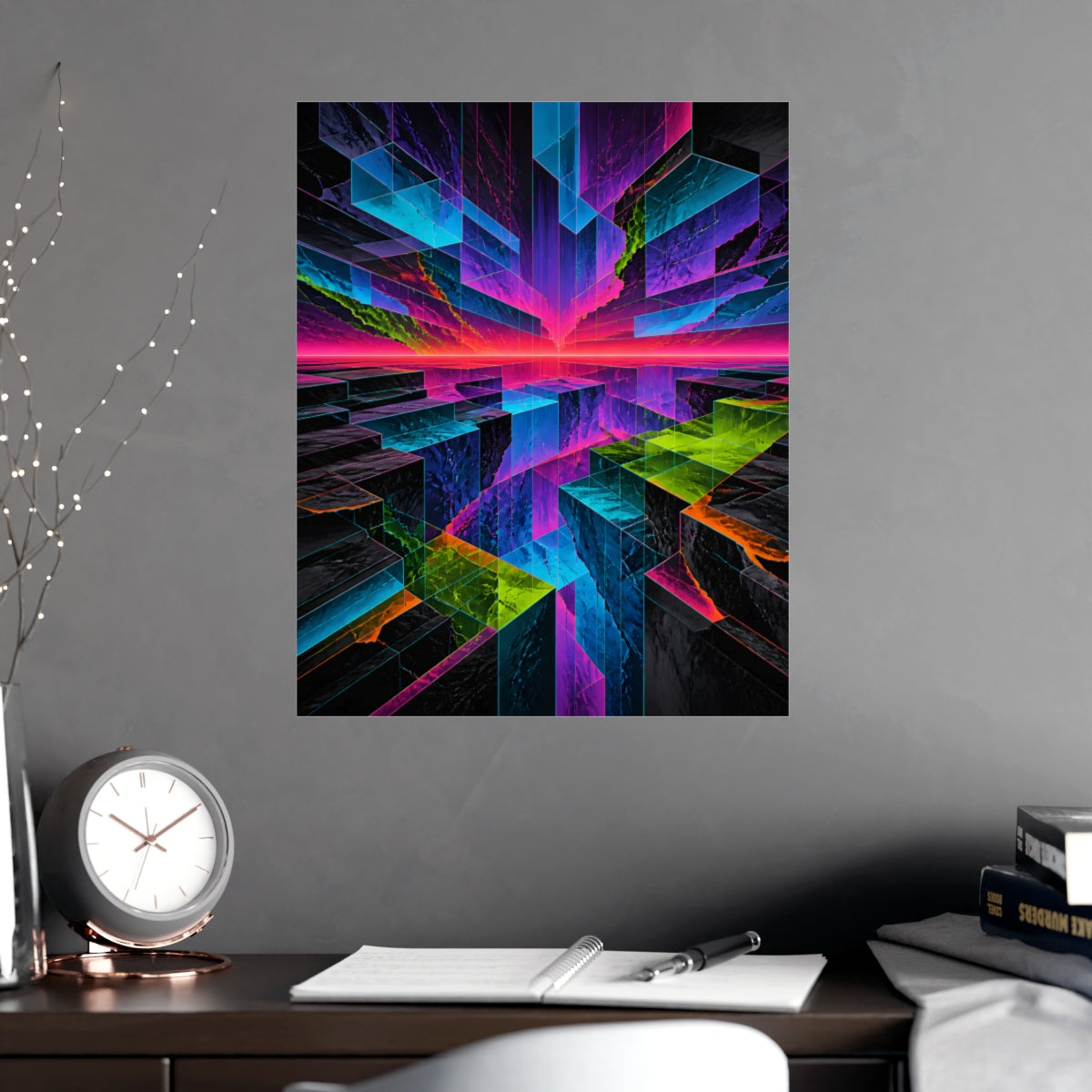 Prismatic Fault Garden KOSVYRE poster product mockup, alternate view