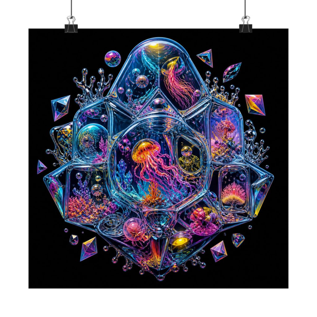 Prismatic Memory Aquarium KOSVYRE art print product mockup, alternate front view
