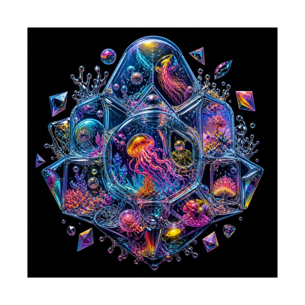 Prismatic Memory Aquarium KOSVYRE art print product mockup, front view