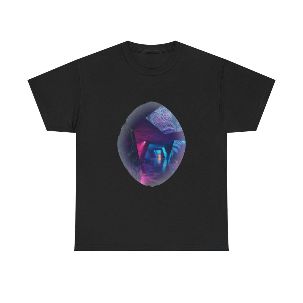 Prismatic Service Tunnel KOSVYRE graphic tee product mockup, front view
