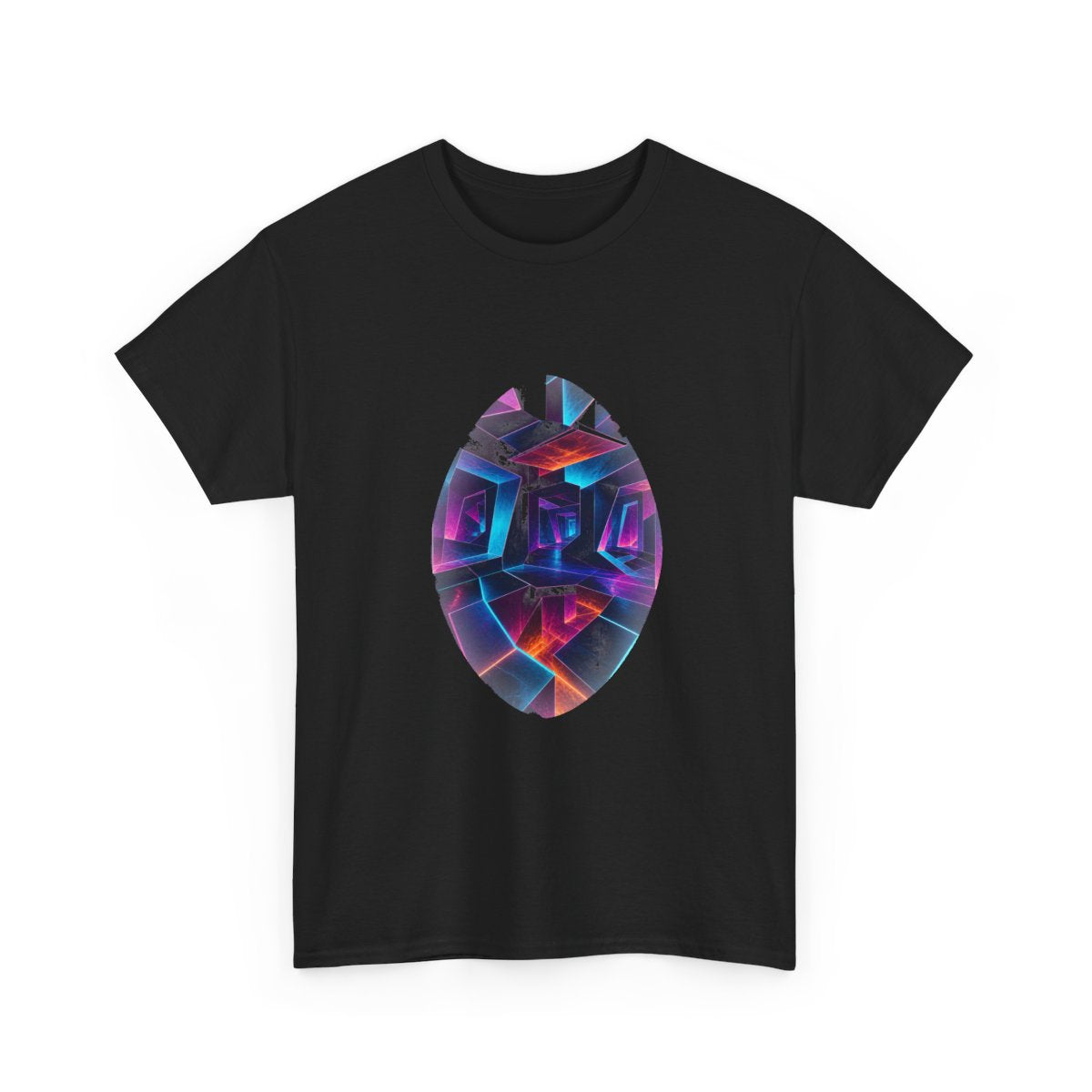 Pulse Geometry Chamber KOSVYRE graphic tee product mockup, alternate front view