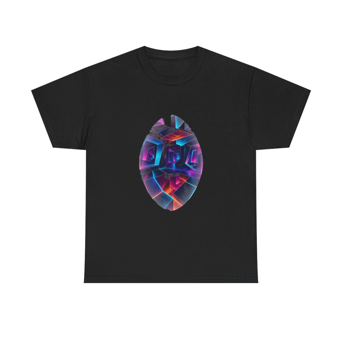 Pulse Geometry Chamber KOSVYRE graphic tee product mockup, front view