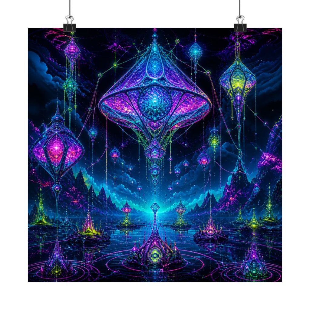Recursive Lantern Field KOSVYRE art print product mockup, alternate front view