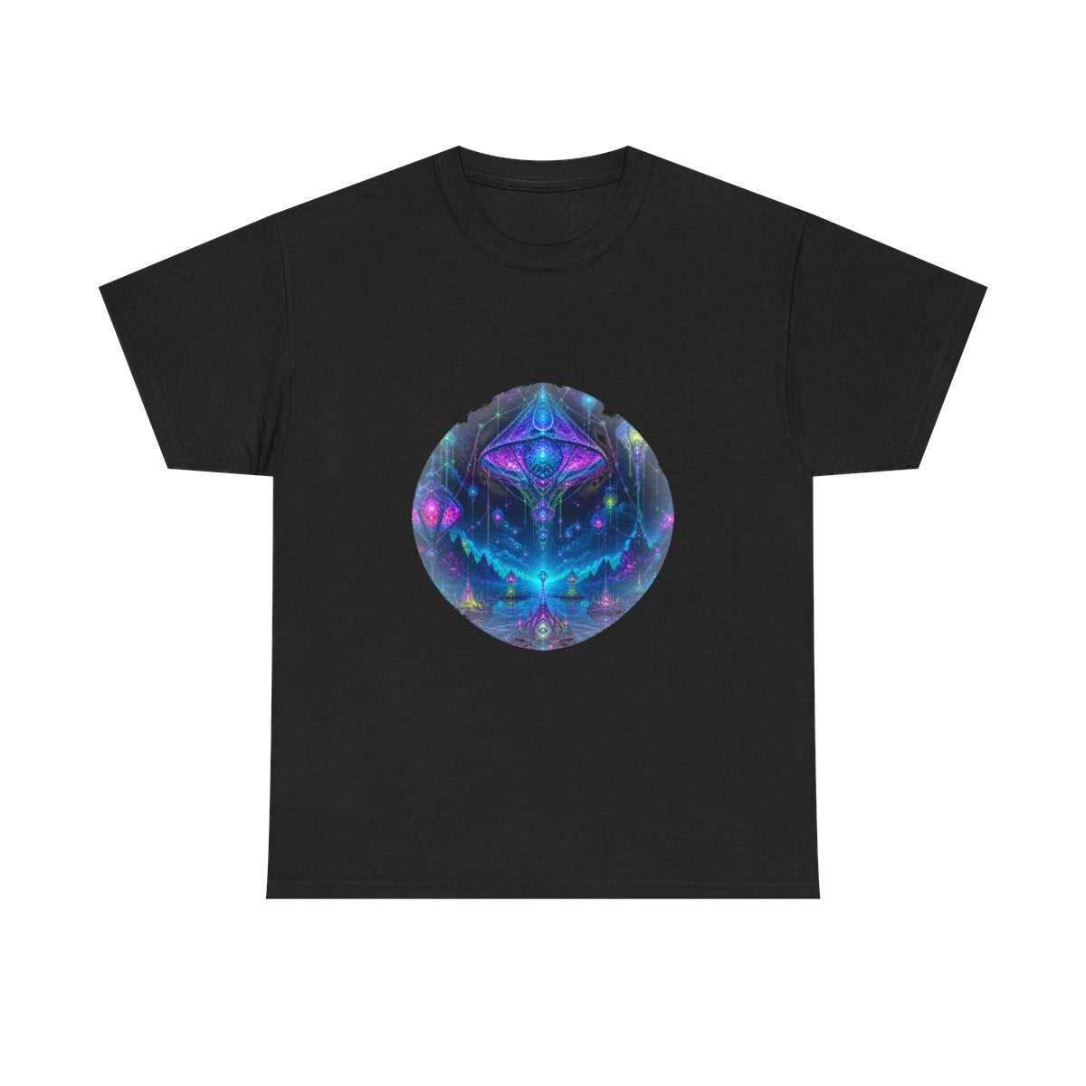 Recursive Lantern Field KOSVYRE graphic tee product mockup, front view