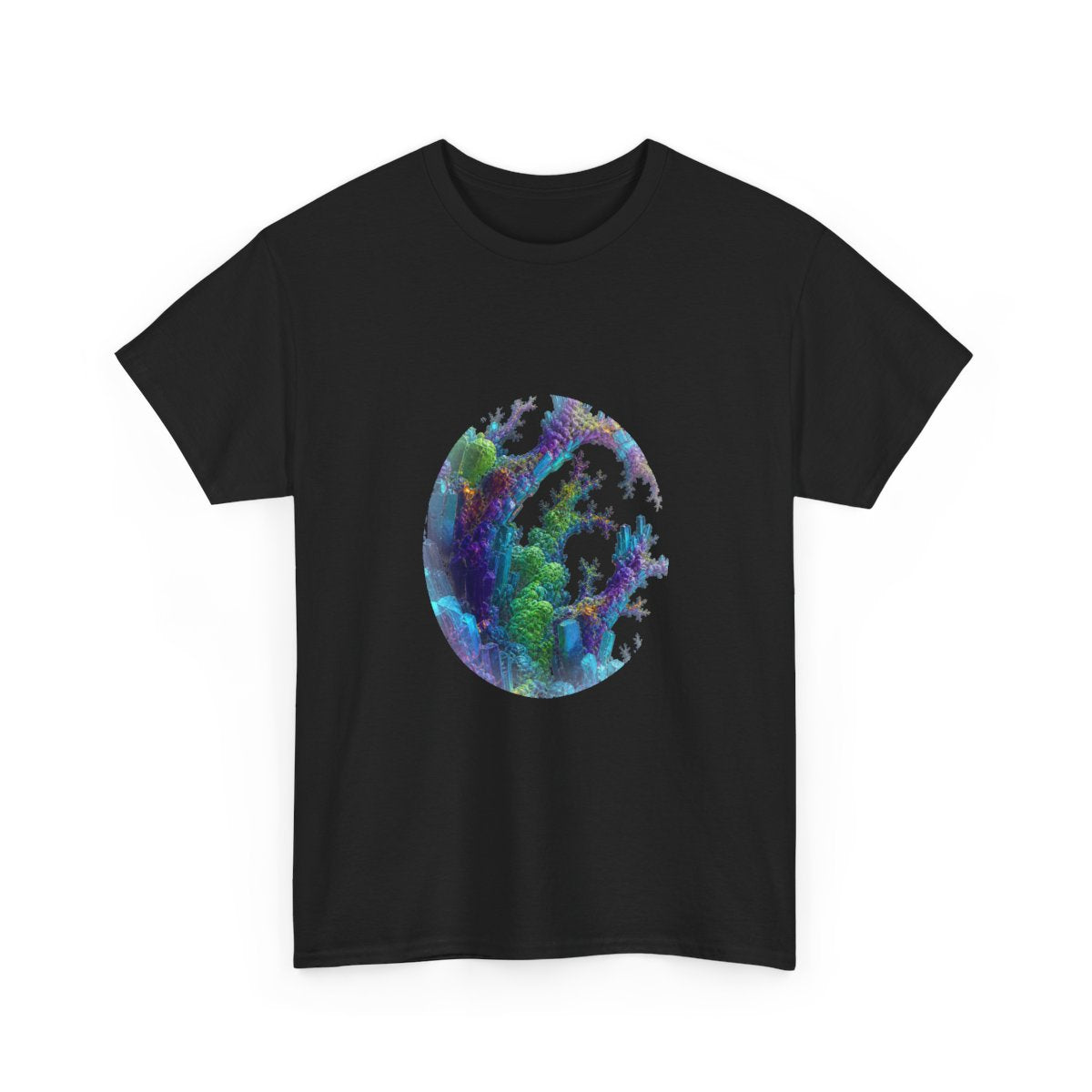 Recursive Mineral Choir KOSVYRE graphic tee product mockup, alternate front view