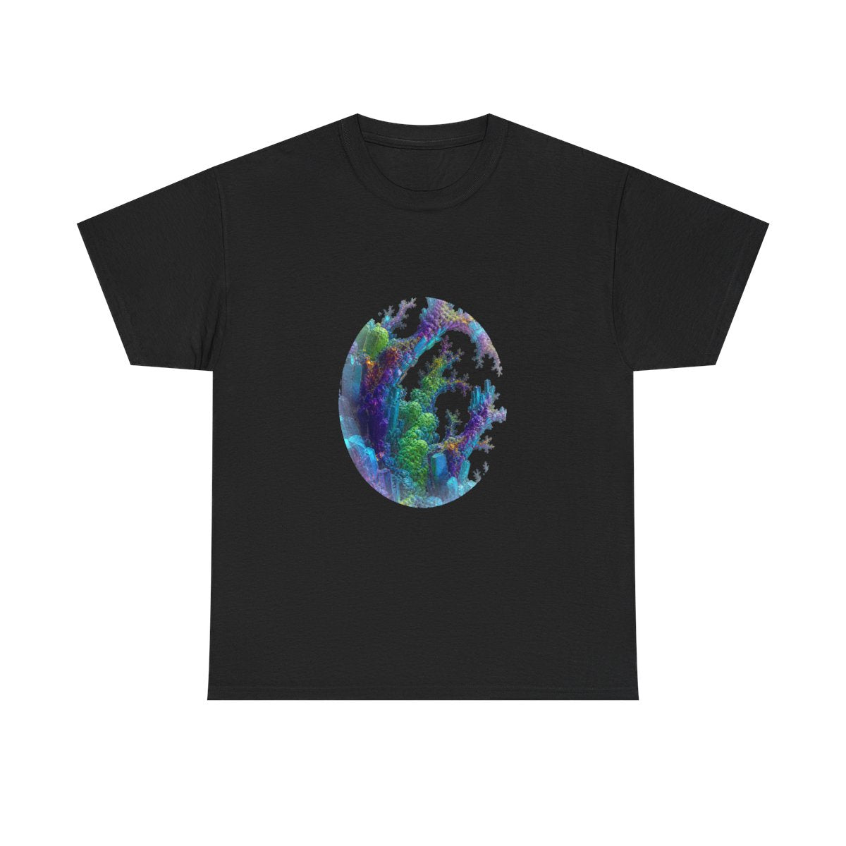 Recursive Mineral Choir KOSVYRE graphic tee product mockup, front view