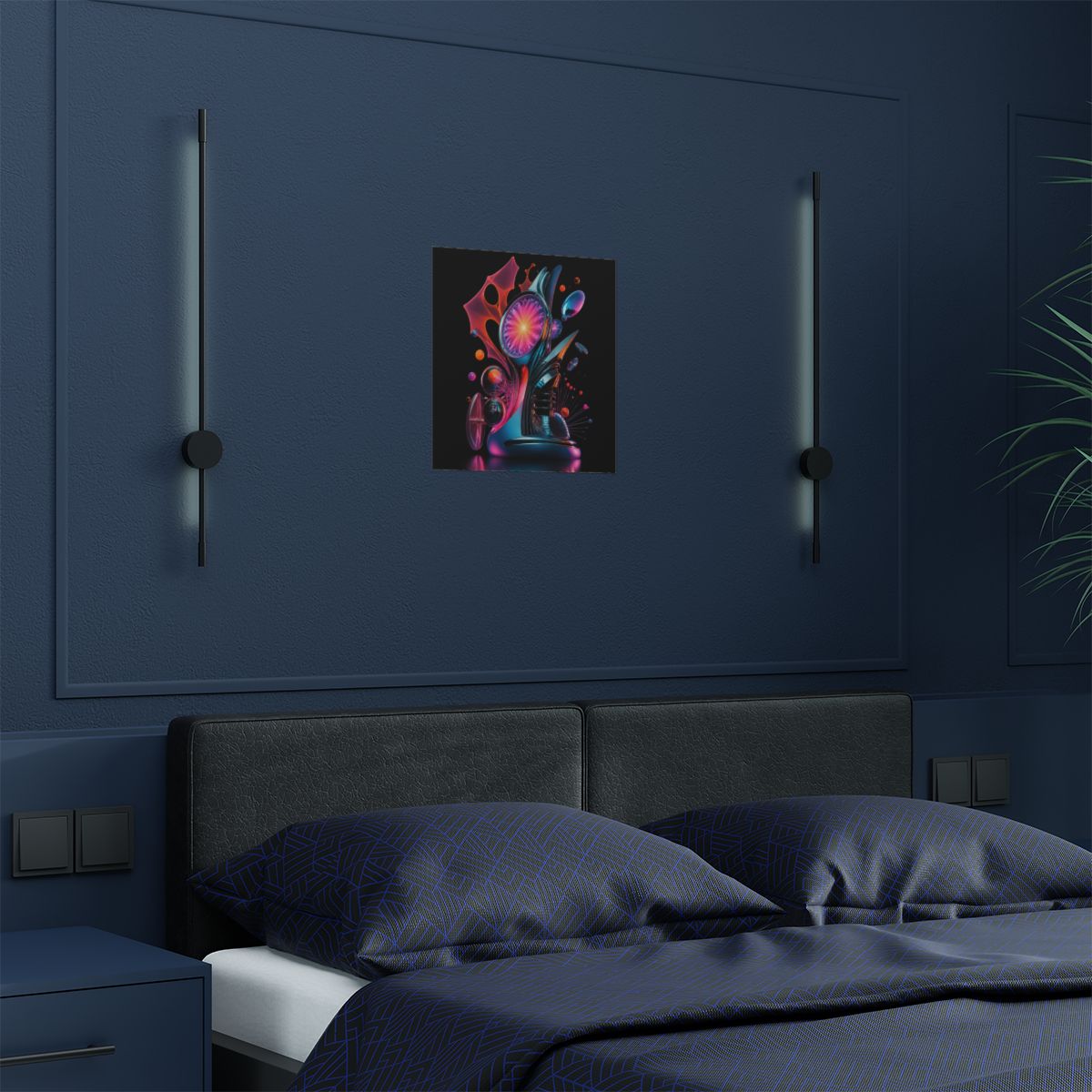Retro Signal Bloom KOSVYRE art print product mockup, detail view