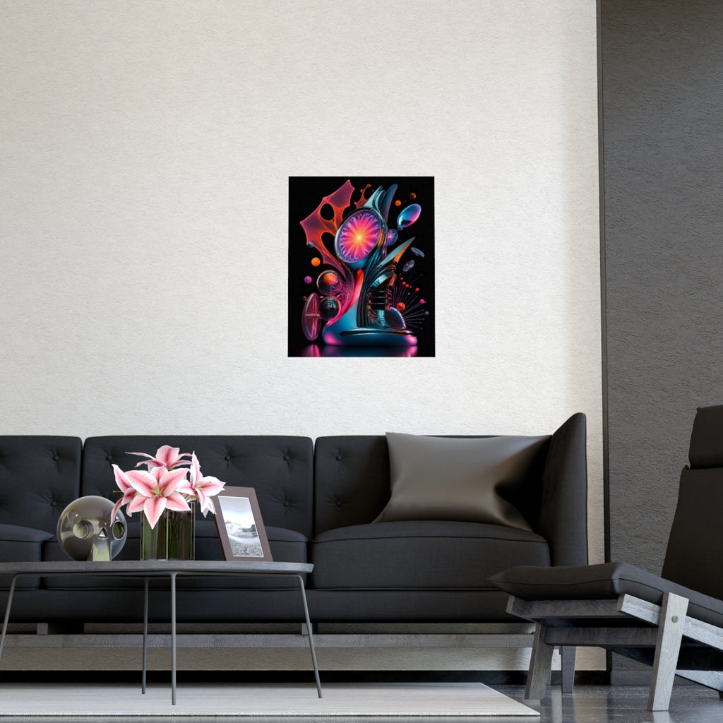Retro Signal Bloom KOSVYRE poster product mockup, detail view