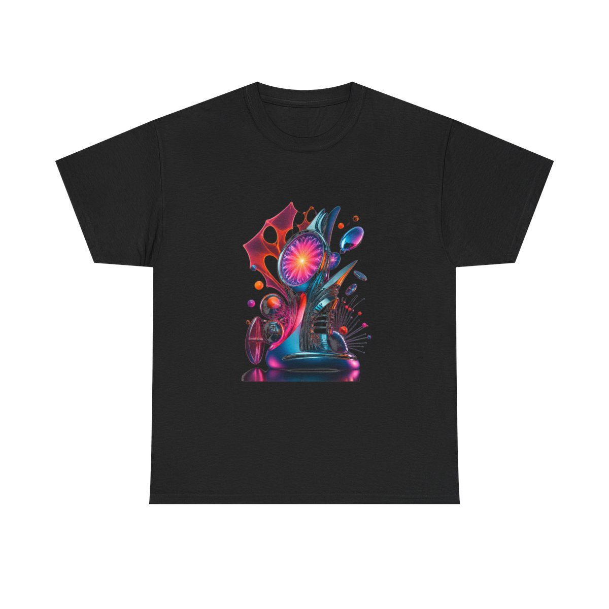 Retro Signal Bloom KOSVYRE graphic tee product mockup, front view