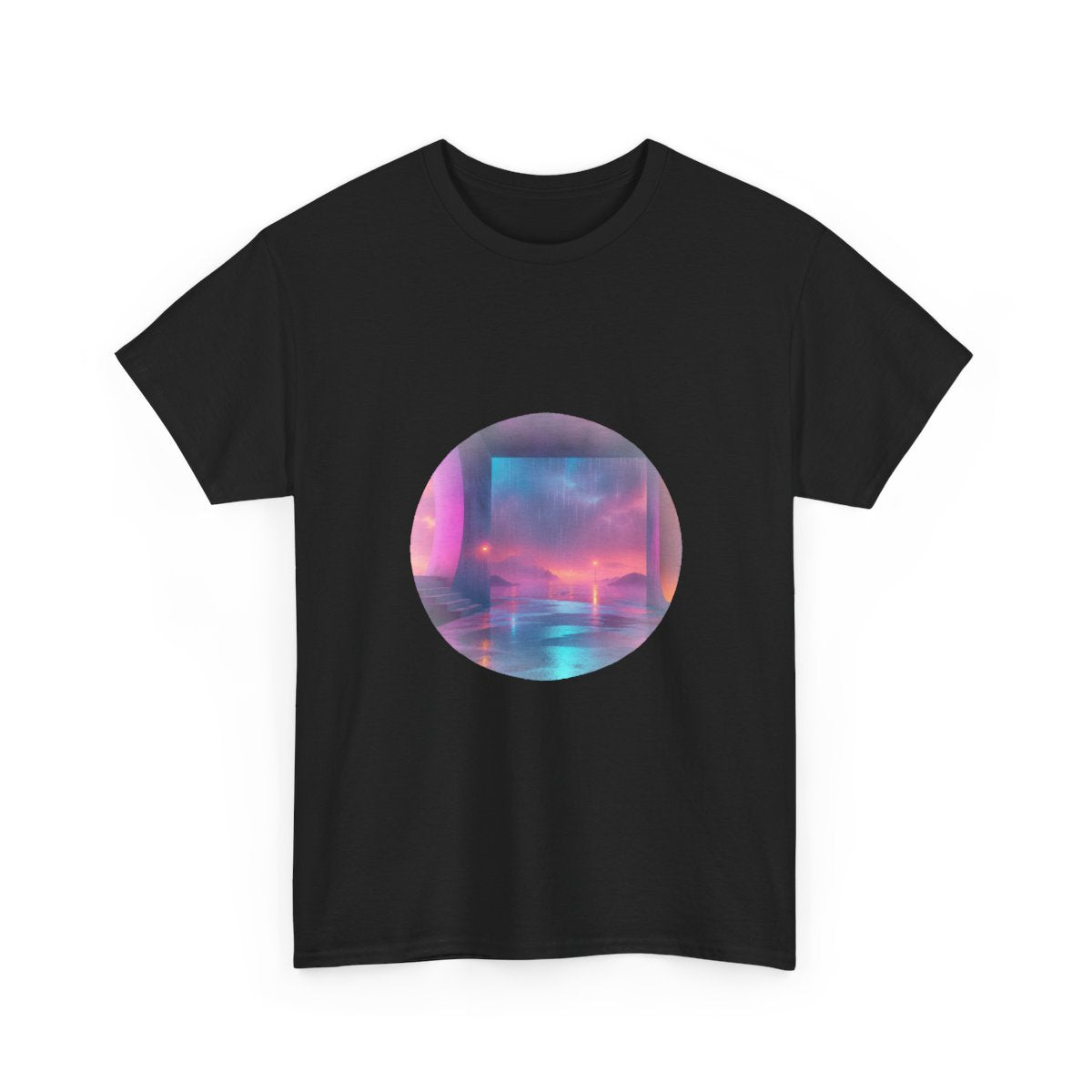 Soft Exit Under Rain KOSVYRE graphic tee product mockup, alternate front view