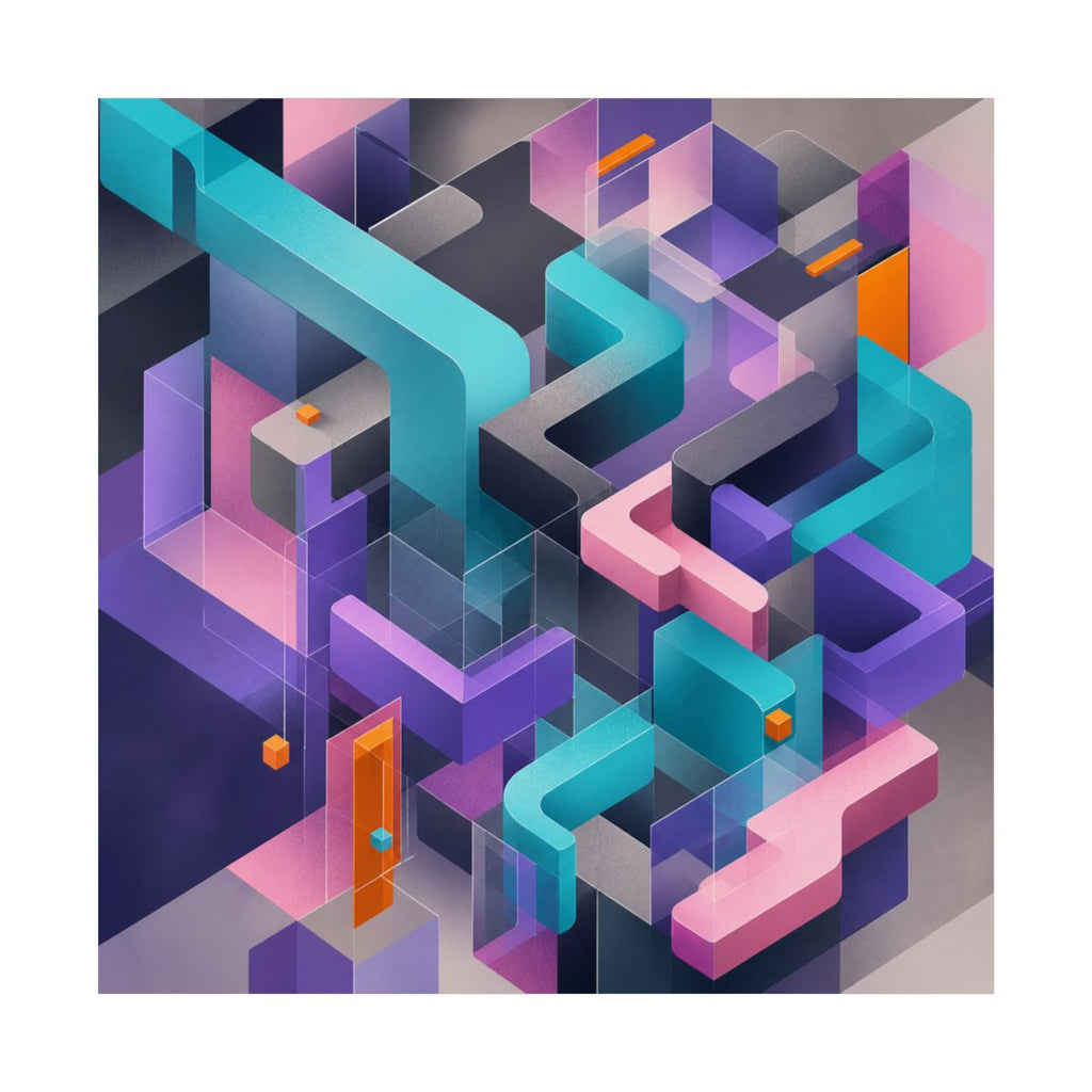 Soft Geometry Engine KOSVYRE art print product mockup, front view