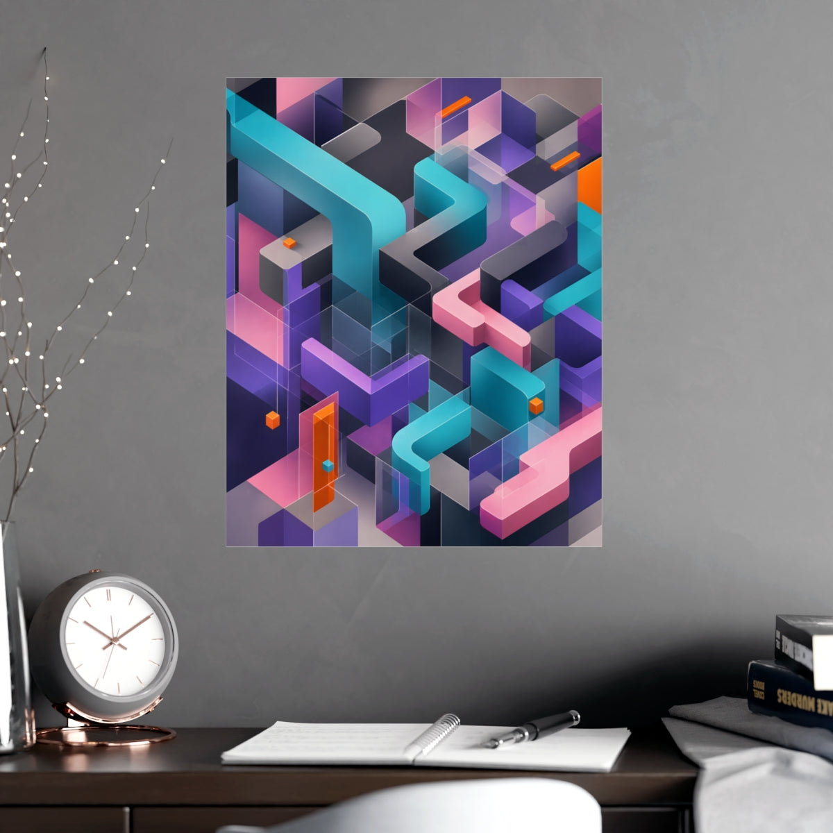 Soft Geometry Engine KOSVYRE poster product mockup, alternate view