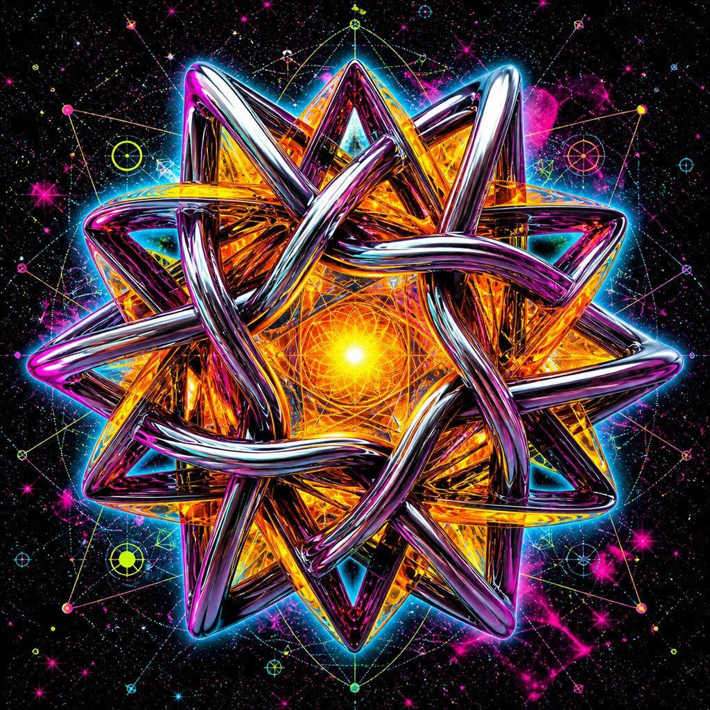 Close-up of the original KOSVYRE artwork Solaris Knot