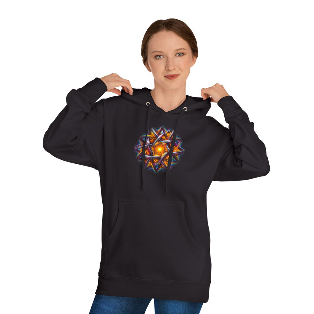 Solaris Knot KOSVYRE hoodie product mockup, person 1 front view