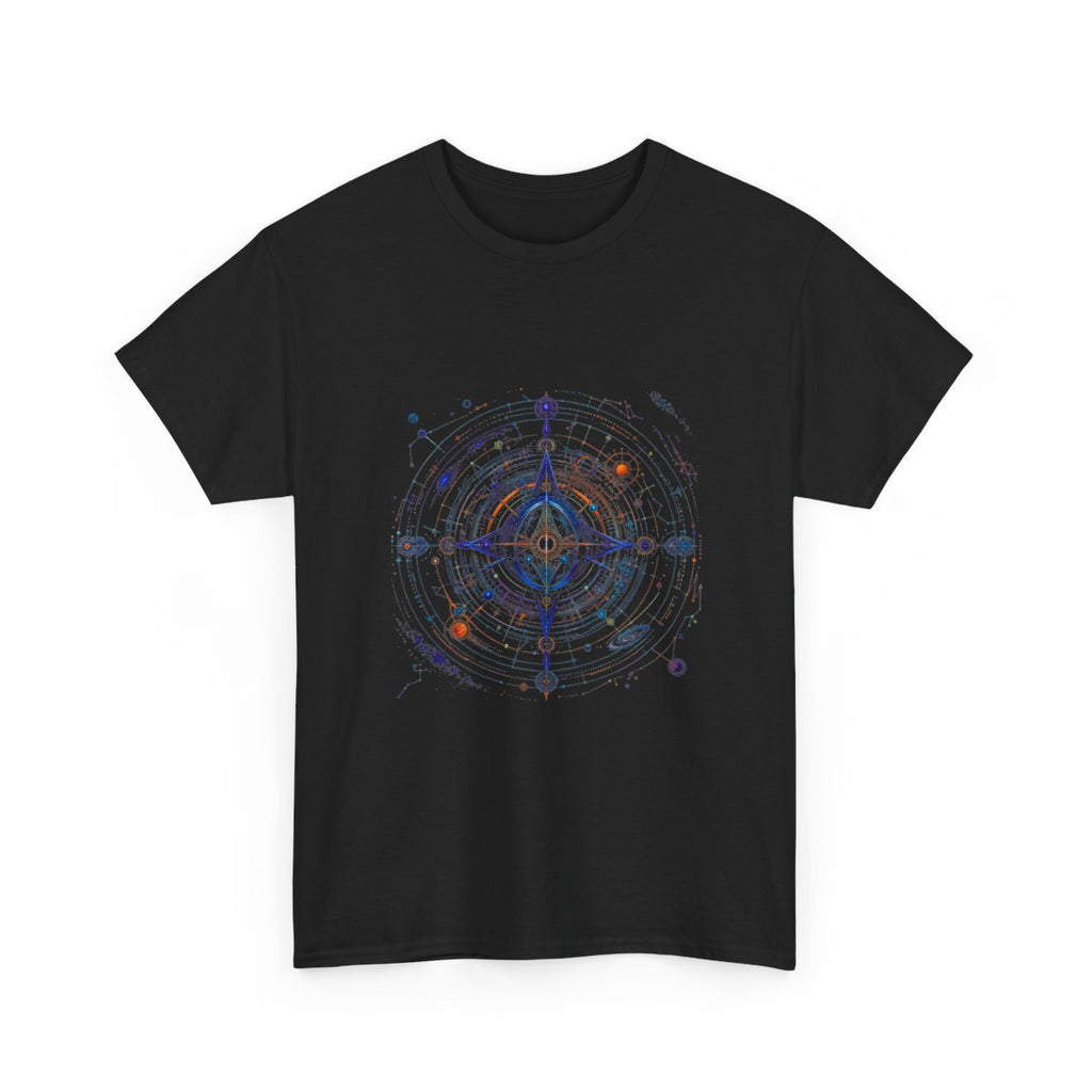 Spectral Cartography KOSVYRE graphic tee product mockup, detail view