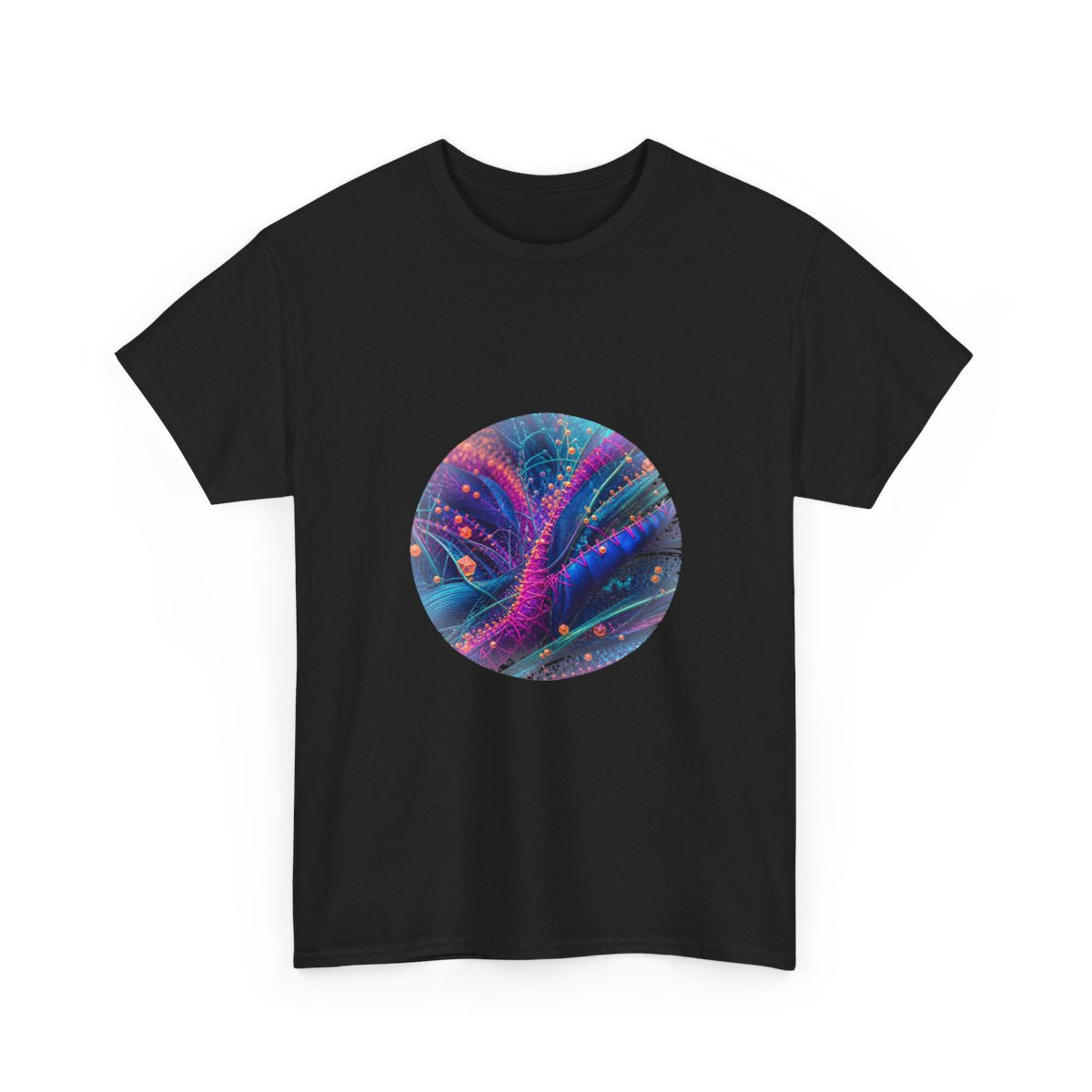 Suture Meadow Protocol KOSVYRE graphic tee product mockup, alternate front view