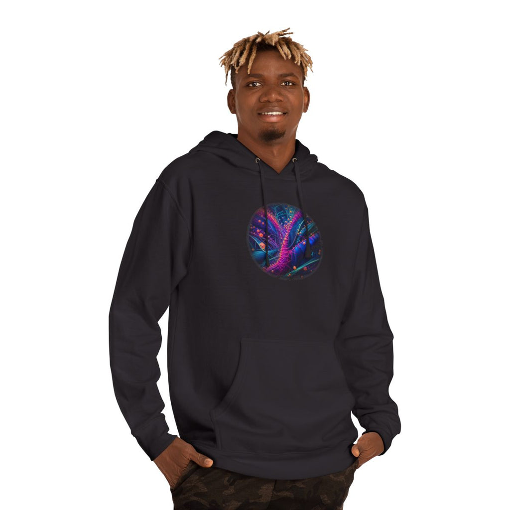 Suture Meadow Protocol KOSVYRE hoodie product mockup, person 2 front view