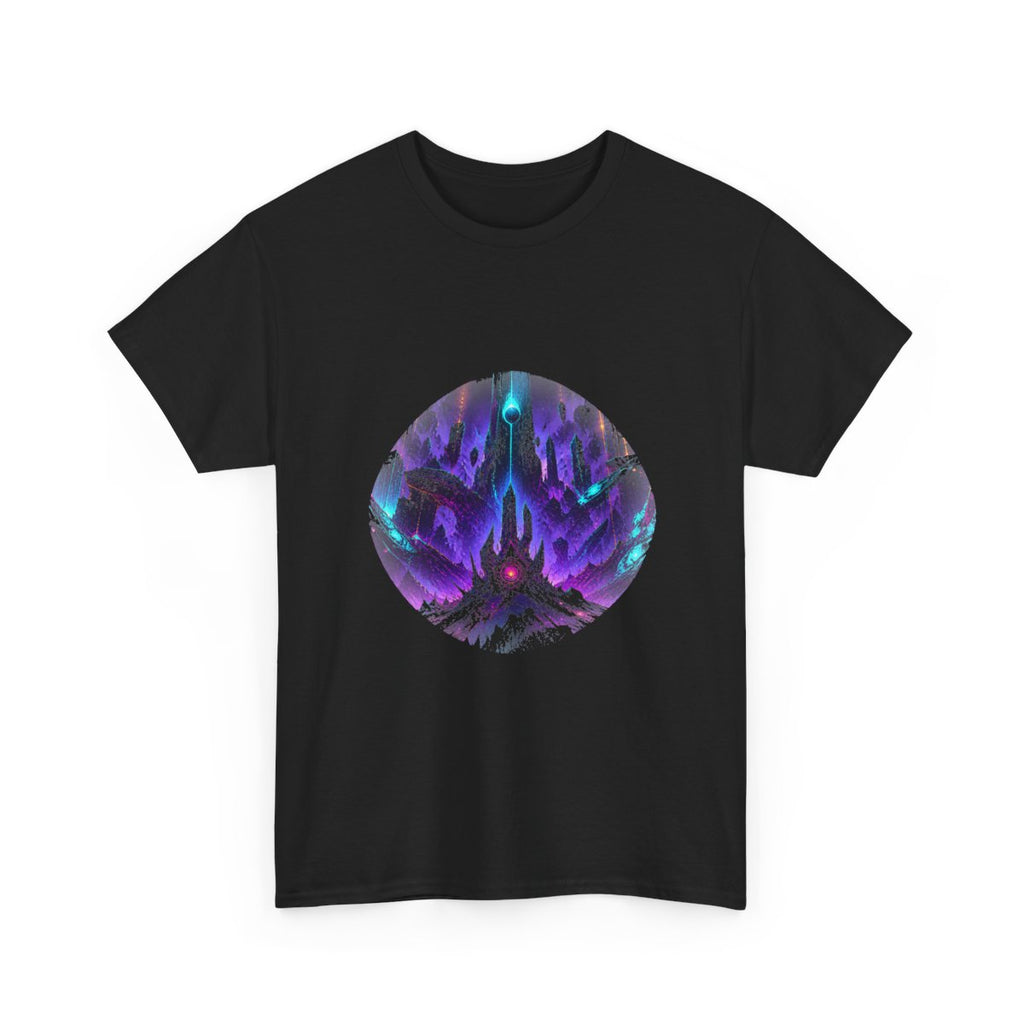 Terminal Bloom KOSVYRE graphic tee product mockup, alternate front view