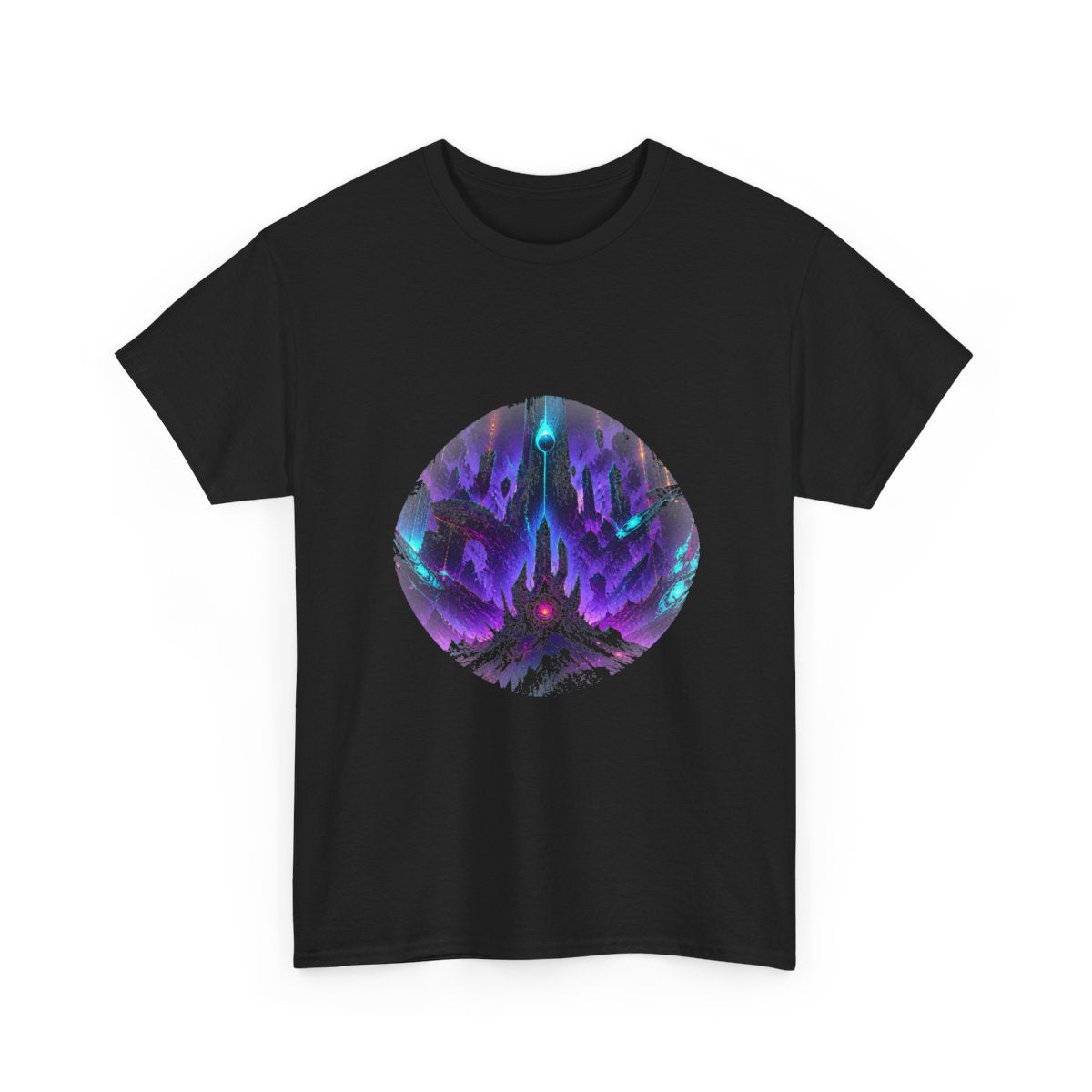 Terminal Bloom KOSVYRE graphic tee product mockup, alternate front view