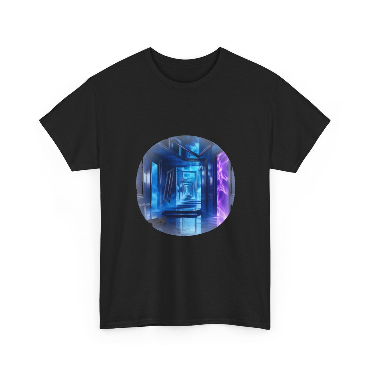 The Last Blue Corridor KOSVYRE graphic tee product mockup, alternate front view