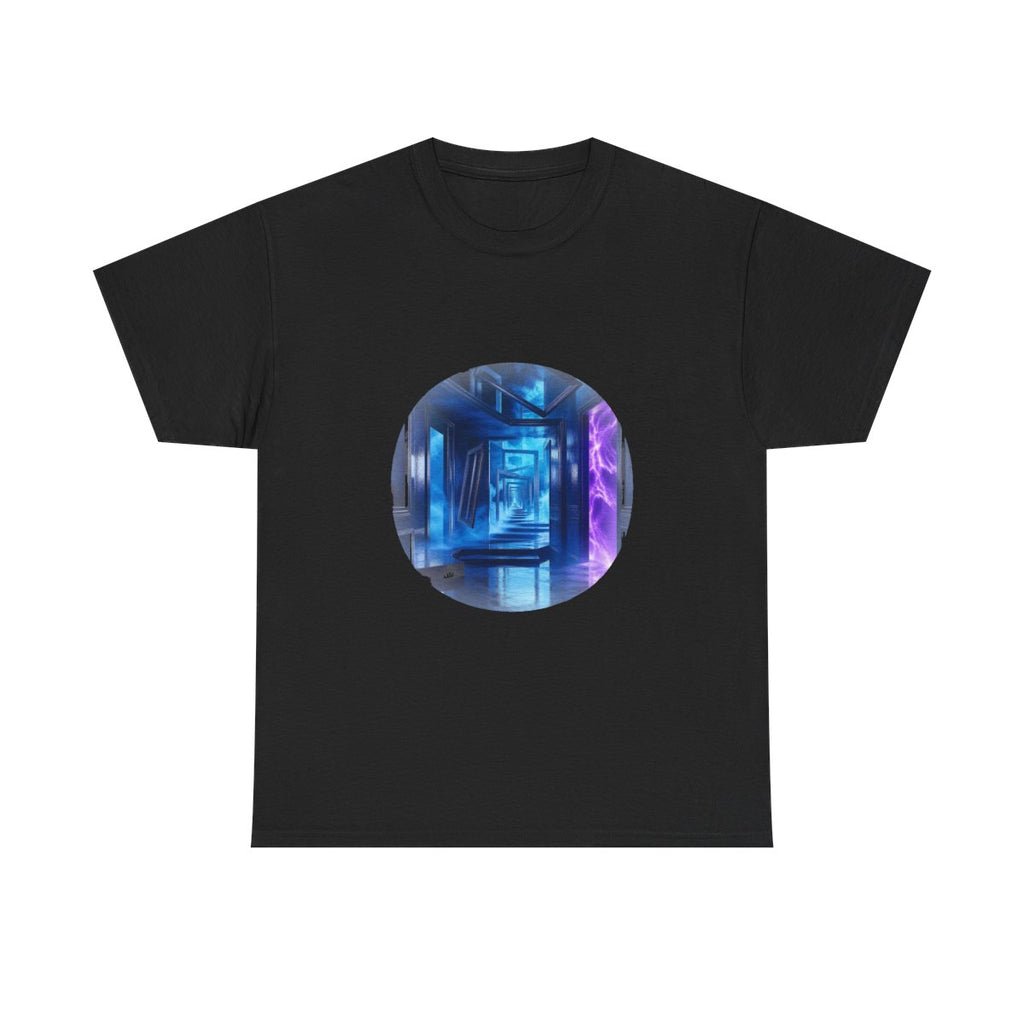 The Last Blue Corridor KOSVYRE graphic tee product mockup, front view