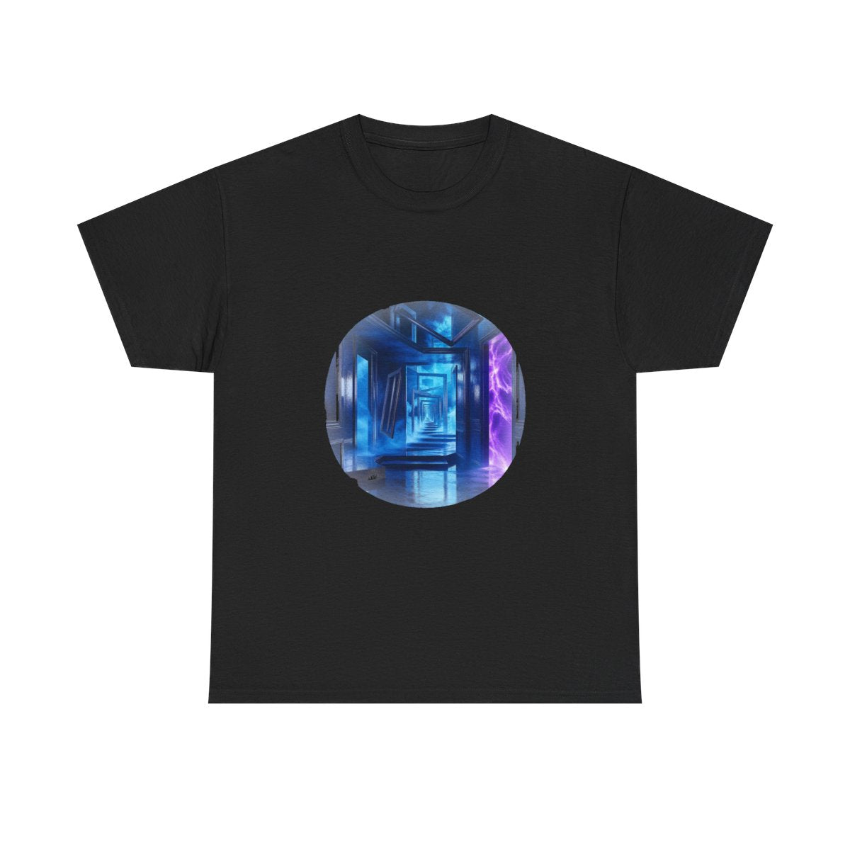 The Last Blue Corridor KOSVYRE graphic tee product mockup, front view